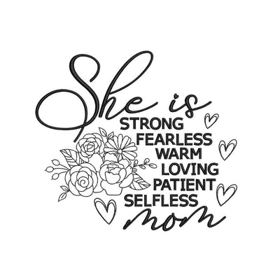 She Is Strong Mom Embroidery Design, Women Empowerment Embroidery File, Feminism Embroidery, 4 sizes, Instant Download Embroidery/Applique DESIGNS Nino Nadaraia 