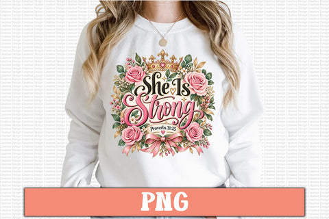 She Is Strong Proverbs 31:25 PNG Sublimation Craftlabsvg24 