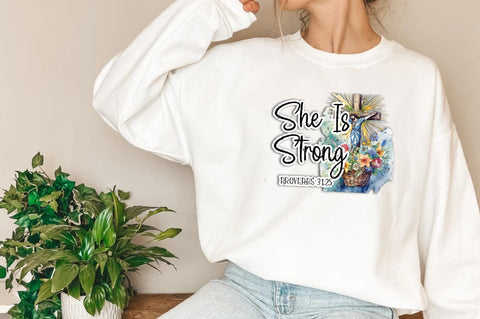 She is strong proverbs 31:25 png sublimation design download, Christian png, Religious png, Jesus png, sublimate designs download Sublimation Jagonath Roy 