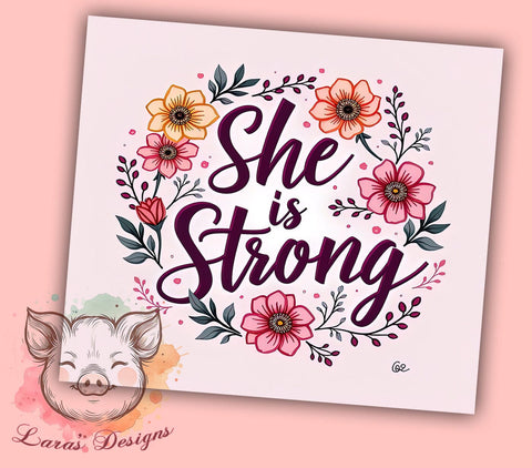 She is Strong Tumbler, Bible Verse Mug, Christian Affirmation, Inspirational Drinkware, Faith-Based Gift, Motivational Tumbler, 20oz Sublimation Wrap Sublimation Lara' s Designs 
