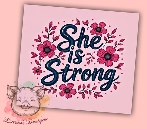 She is Strong Tumbler, Bible Verse Mug, Christian Affirmation, Inspirational Drinkware, Faith-Based Gift, Motivational Tumbler, 20oz Sublimation Wrap Sublimation Lara' s Designs 