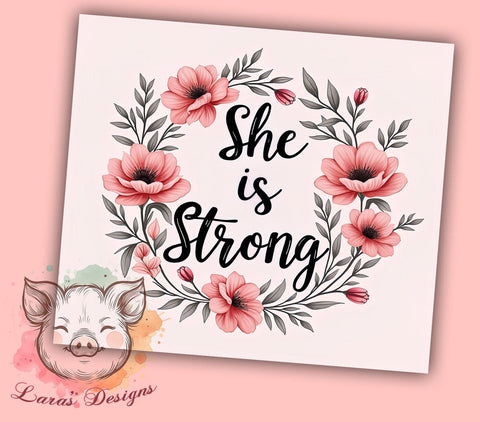She is Strong Tumbler, Bible Verse Mug, Christian Affirmation, Inspirational Drinkware, Faith-Based Gift, Motivational Tumbler, 20oz Sublimation Wrap Sublimation Lara' s Designs 