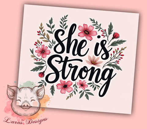 She is Strong Tumbler, Bible Verse Mug, Christian Affirmation, Inspirational Drinkware, Faith-Based Gift, Motivational Tumbler, 20oz Sublimation Wrap Sublimation Lara' s Designs 