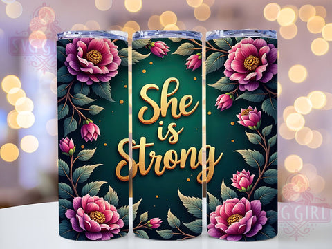 She Is Strong Tumbler, Christian Tumbler Wrap, Bible Verse Tumbler, Proverbs 3125 Tumbler, Inspirational Tumbler Design, Faith-Based Drinkware, Religious Quote Tumbler Sublimation SvggirlplusArt 