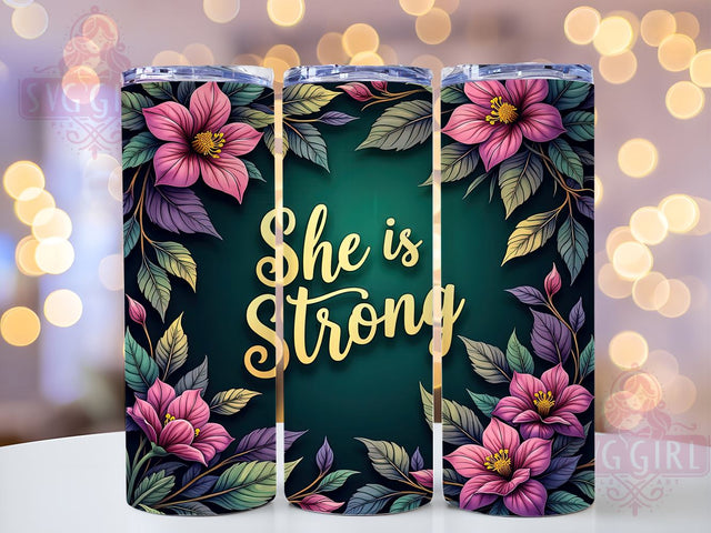 She Is Strong Tumbler, Christian Tumbler Wrap, Bible Verse Tumbler, Proverbs 3125 Tumbler, Inspirational Tumbler Design, Faith-Based Drinkware, Religious Quote Tumbler Sublimation SvggirlplusArt 
