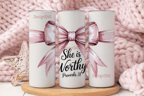 She Is Worthy Tumbler Wrap Sublimation DesignSVG 