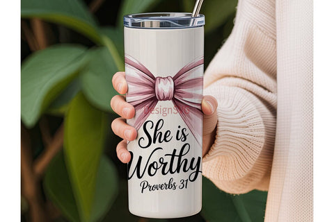 She Is Worthy Tumbler Wrap Sublimation DesignSVG 