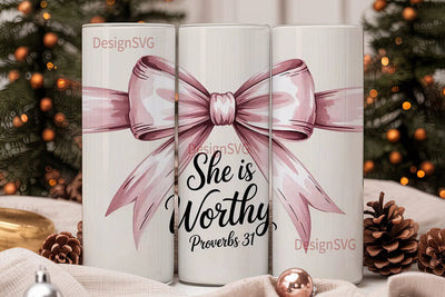 She Is Worthy Tumbler Wrap Sublimation DesignSVG 