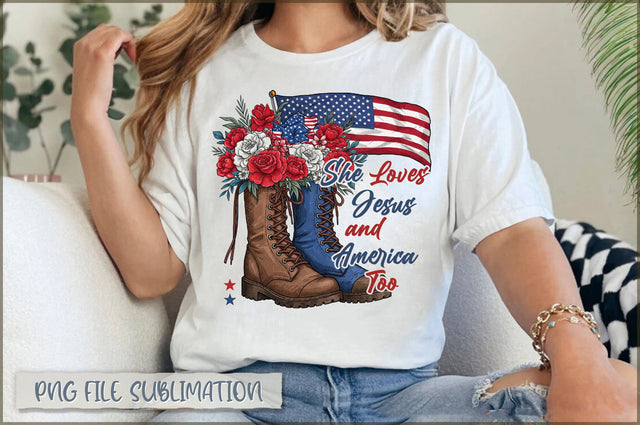 She loves Jesus and America Too PNG Sublimation Shetara Begum 