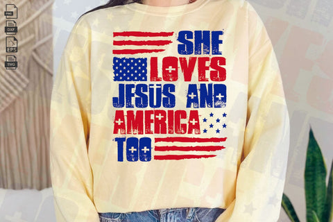 She Loves Jesus And America Too Svg, 4th of July Svg, Jesus Christian Png, Jesus 4th of july png SVG DesignDestine 