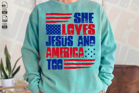 She Loves Jesus And America Too Svg, 4th of July Svg, Jesus Christian Png, Jesus 4th of july png SVG DesignDestine 