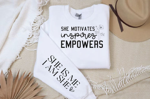 She motivates inspires empowers Sleeve SVG Design, Inspirational sleeve SVG, Motivational Sleeve SVG Design, Positive Sleeve SVG SVG Regulrcrative 