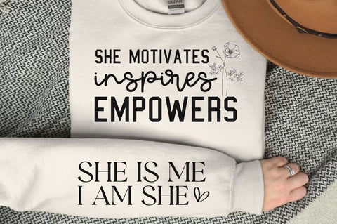 She motivates inspires empowers Sleeve SVG Design, Inspirational sleeve SVG, Motivational Sleeve SVG Design, Positive Sleeve SVG SVG Regulrcrative 