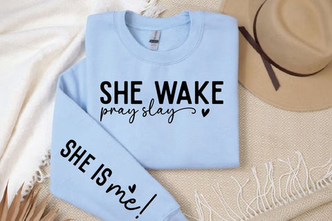 She wake pray slay Sleeve Svg Design, Christian SVG Design SVG Regulrcrative 