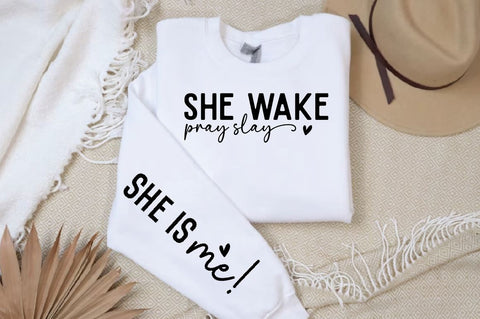 She wake pray slay Sleeve Svg Design, Christian SVG Design SVG Regulrcrative 