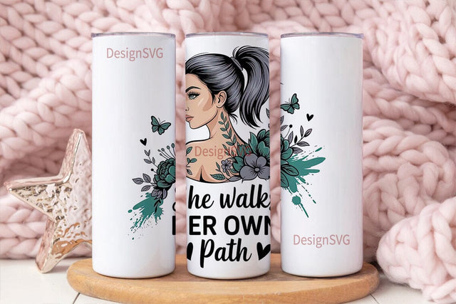 She Walks Her Own Path Tumbler Wrap Sublimation DesignSVG 