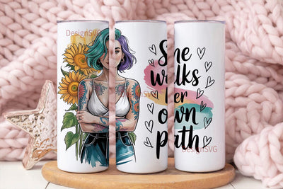 She Walks Her Own Path Tumbler Wrap Sublimation DesignSVG 