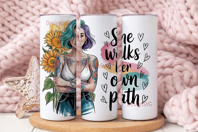 She Walks Her Own Path Tumbler Wrap Sublimation DesignSVG 