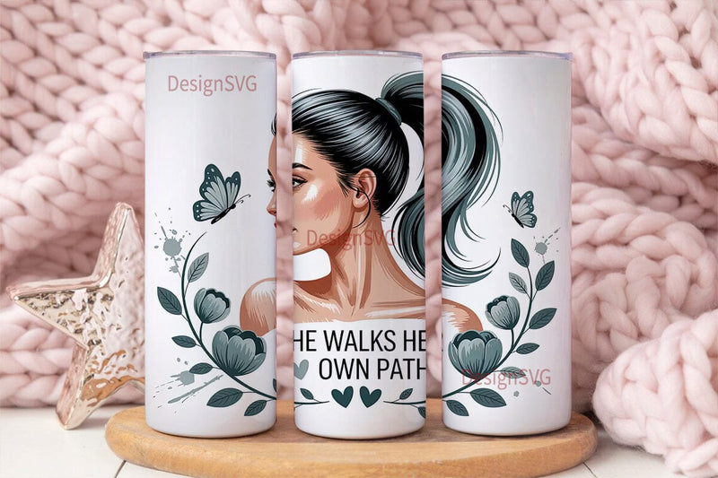 She Walks Her Own Path Tumbler Wrap Sublimation DesignSVG 