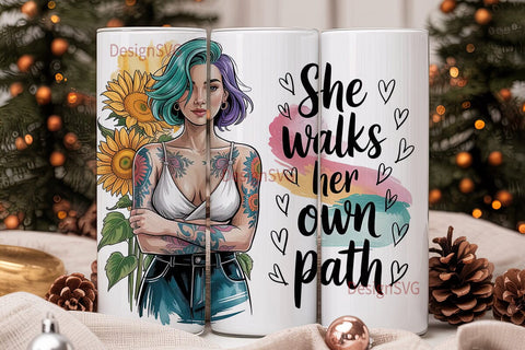 She Walks Her Own Path Tumbler Wrap Sublimation DesignSVG 