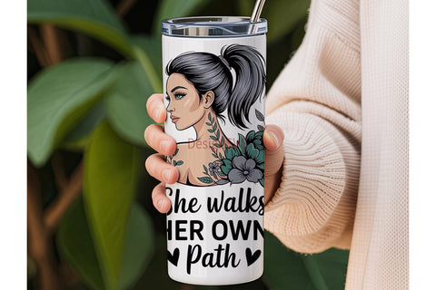 She Walks Her Own Path Tumbler Wrap Sublimation DesignSVG 