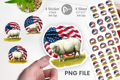Sheep 4th of July Sticker Sublimation artnoy 