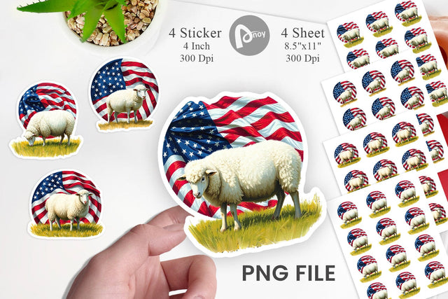 Sheep 4th of July Sticker Sublimation artnoy 