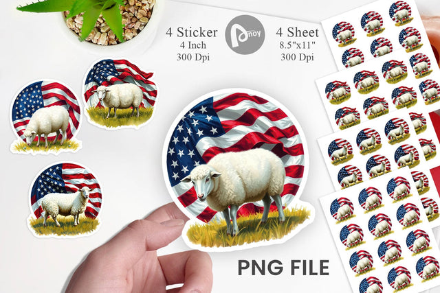 Sheep 4th of July Sticker Sublimation artnoy 