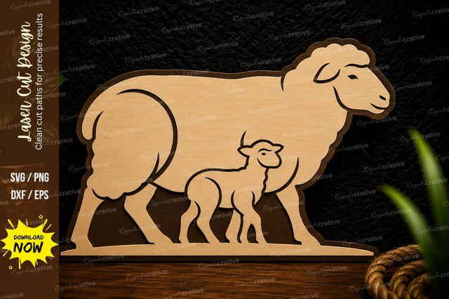 Sheep and Lamb Farm Laser Cut SVG Design SVG Regulrcrative 