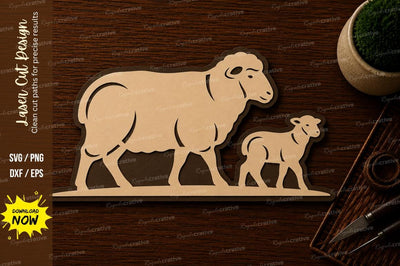Sheep and Lamb Farmhouse Laser Cut SVG File SVG Regulrcrative 