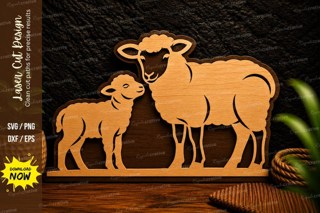 Sheep and Lamb Laser Cut Svg Design SVG Regulrcrative 