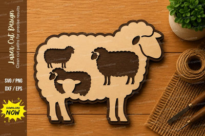Sheep Family Farm Animal Laser Cut SVG File SVG Regulrcrative 