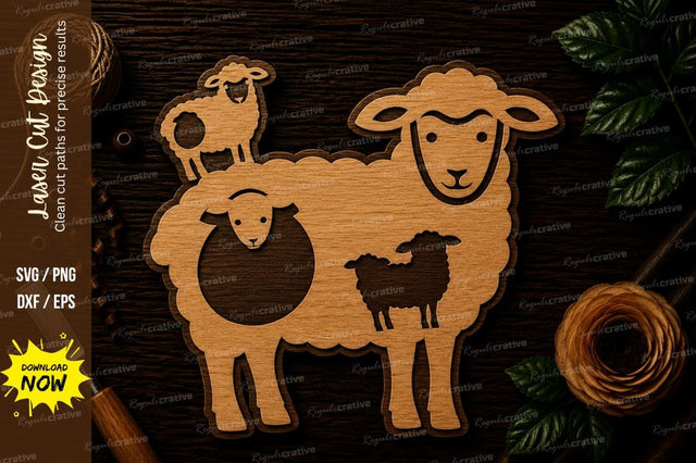 Sheep Family Farmhouse Ornament Laser Cut SVG File SVG Regulrcrative 
