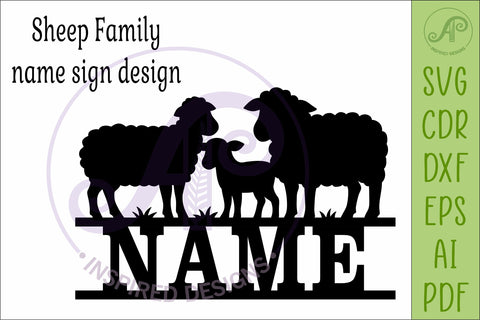 Sheep Family Name Sign, Farm lovers SVG for Laser cutting SVG APInspireddesigns 