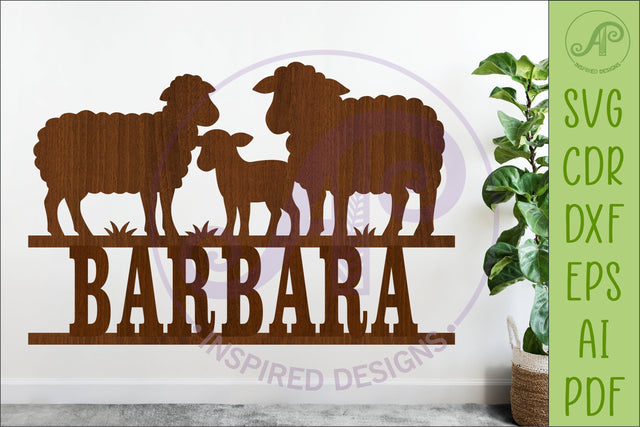 Sheep Family Name Sign, Farm lovers SVG for Laser cutting SVG APInspireddesigns 