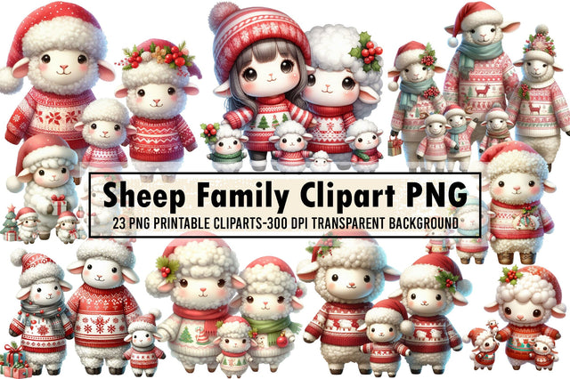 Sheep Family Watercolor Clipart PNG Sublimation designartist 