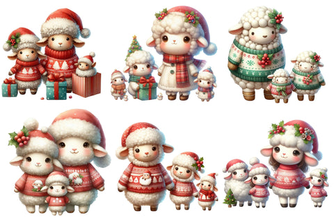 Sheep Family Watercolor Clipart PNG Sublimation designartist 