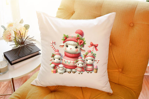 Sheep Family Watercolor Clipart PNG Sublimation designartist 