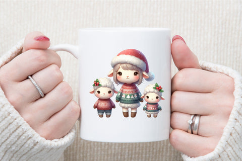 Sheep Family Watercolor Clipart PNG Sublimation designartist 