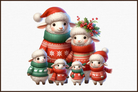 Sheep Family Watercolor Clipart PNG Sublimation designartist 