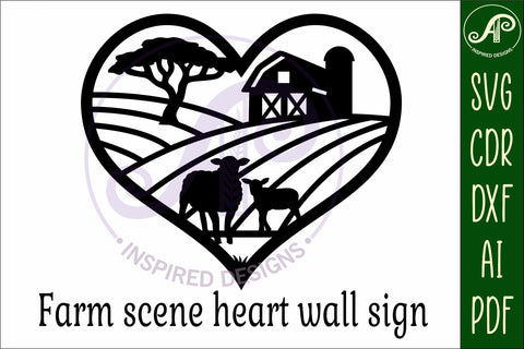 Sheep farm heart wall sign, SVG file. SVG APInspireddesigns 