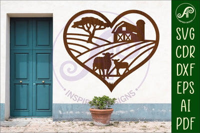 Sheep farm heart wall sign, SVG file. SVG APInspireddesigns 