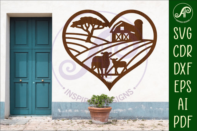 Sheep farm heart wall sign, SVG file. SVG APInspireddesigns 