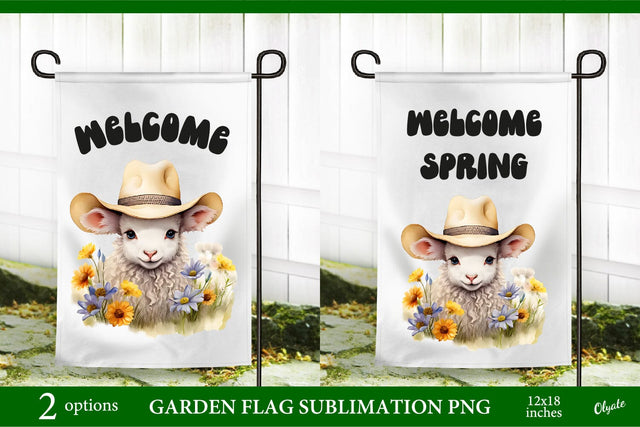 Sheep Garden Flag PNG. Farmhouse Garden Flag PNG Sublimation Olga Terlyanskaya 