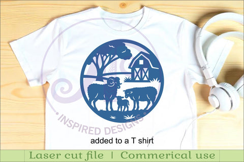 Sheep on the farm scene wall sign, SVG file. SVG APInspireddesigns 