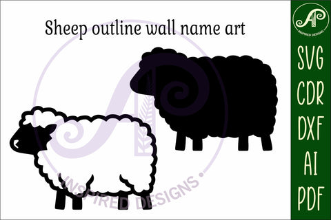 Sheep outline two layer name sign SVG APInspireddesigns 