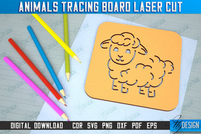 Sheep Tracing Board | Stencil with Animals | Drawing Template | CNC File SVG Fly Design 