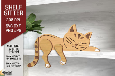 Shelf Sitters Cat Laser Cut. Sleeping Cat SVG SVG Evgenyia Guschina 