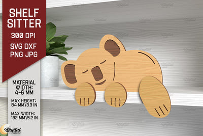 Shelf Sitters Coala Laser Cut. Sleeping Coala SVG SVG Evgenyia Guschina 