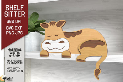 Shelf Sitters Cow Laser Cut. Sleeping Cow SVG SVG Evgenyia Guschina 